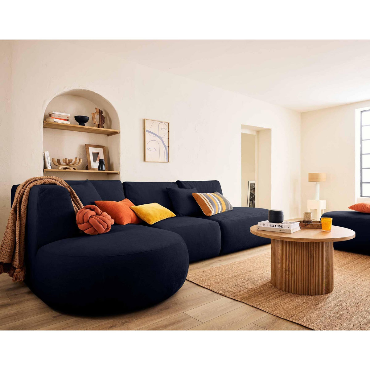 LISA DESIGN Santorini - canapé modulable d'angle gauche - 5 places - en tissu texturé