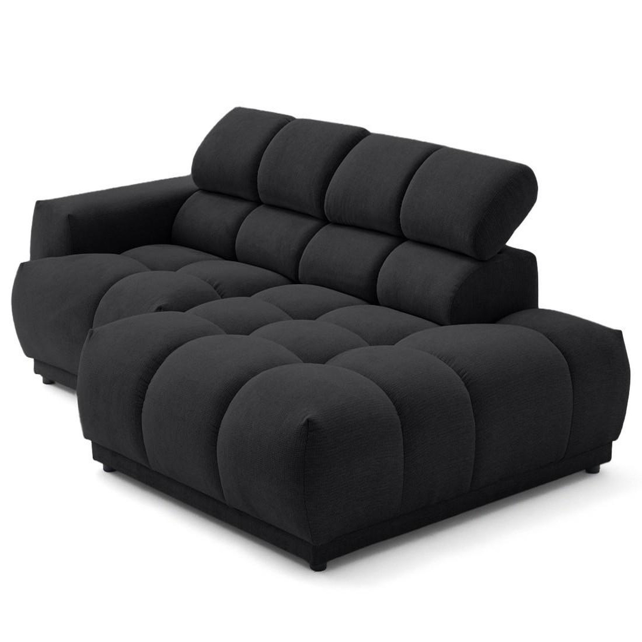 Voir la diapositive 6 : LISA DESIGN Matera - canapé d'angle droit 4 places avec têtières réglables en tissu texturé
