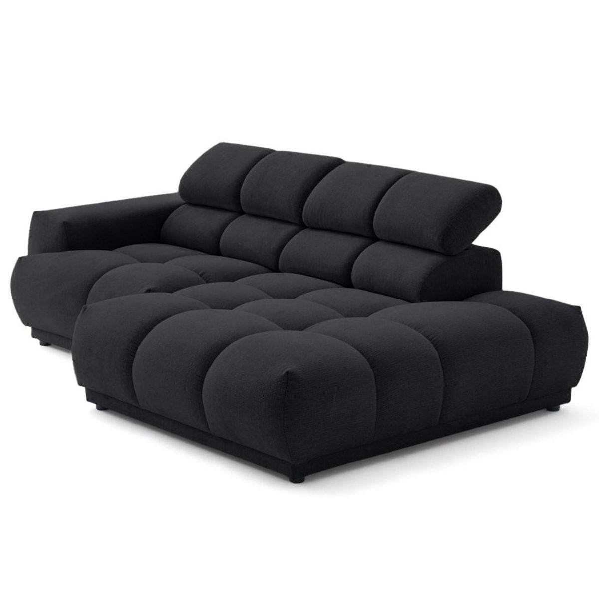 LISA DESIGN Matera - canapé d'angle droit 3 places avec têtières réglables en tissu texturé