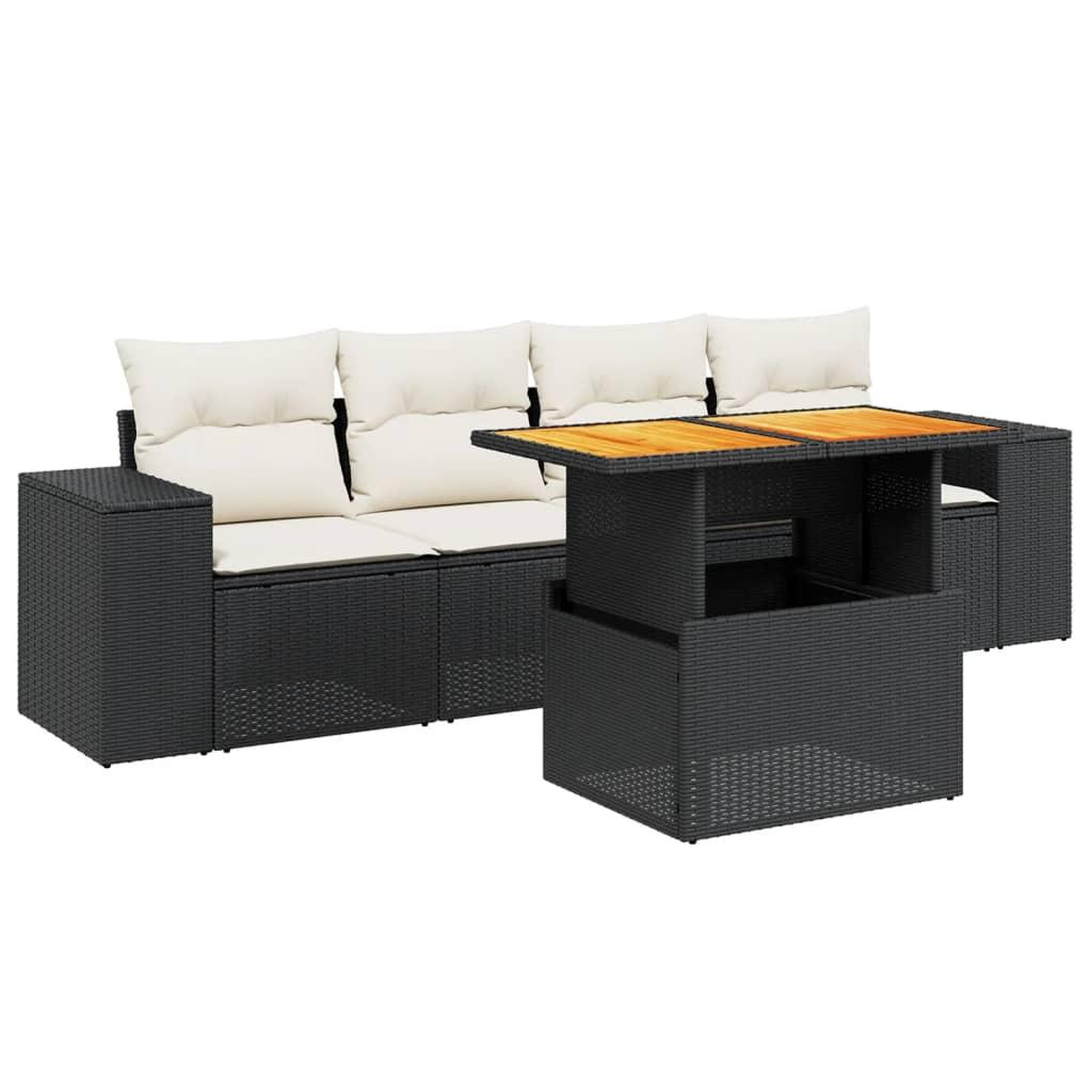 Voir la diapositive 2 : VIDAXL Salon de jardin 5 pcs avec coussins noir resine tressee