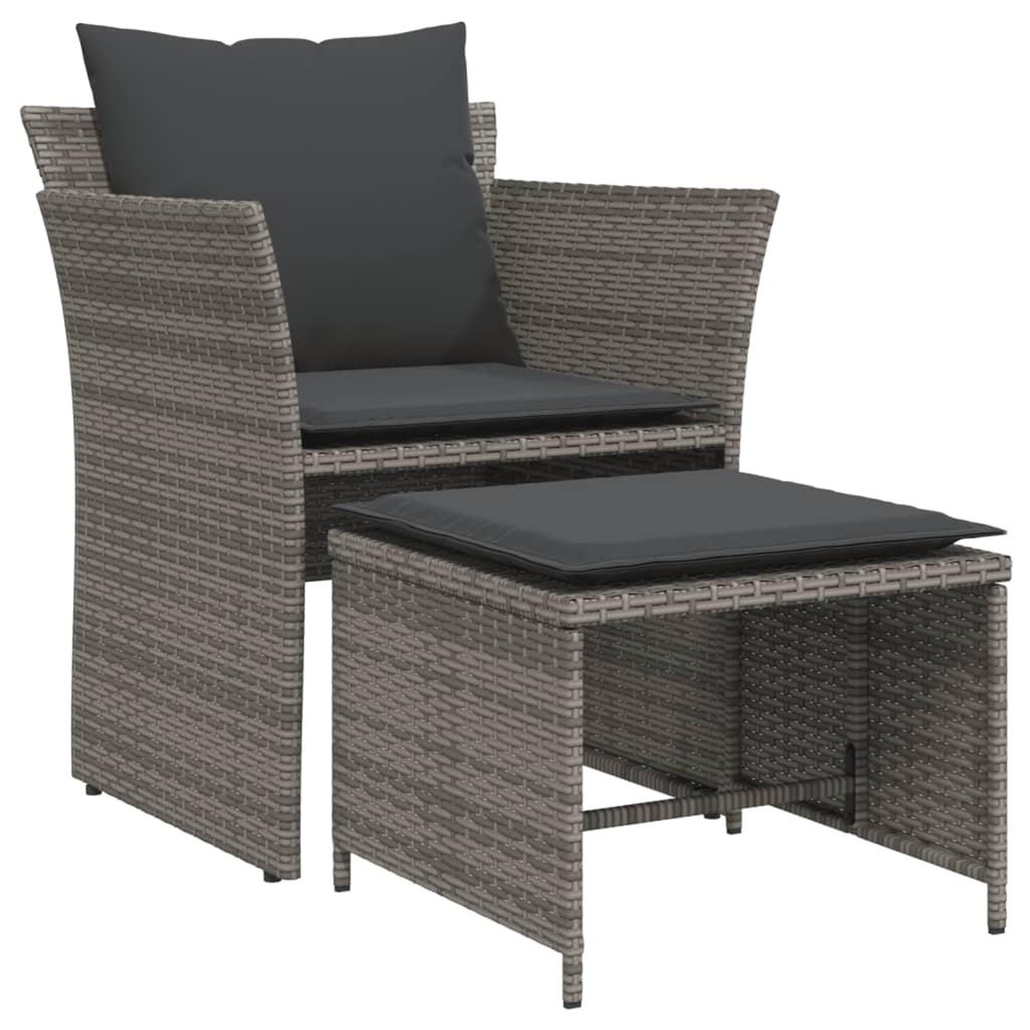 Voir la diapositive 2 : VIDAXL Chaise de jardin avec tabouret gris resine tressee