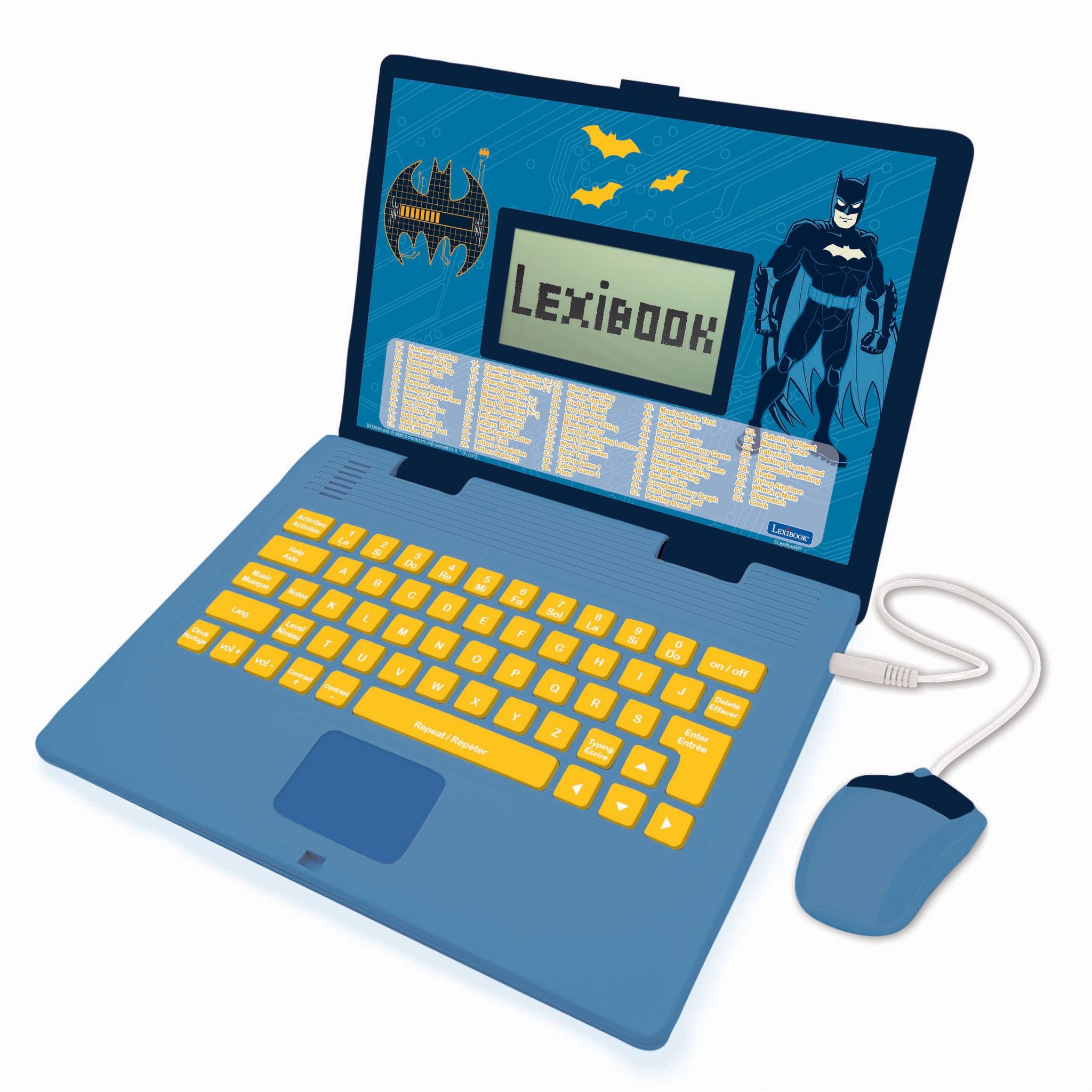 Lexibook Ordinateur portable éducatif parlant bilingue Batman – 124 activités en français et anglais
