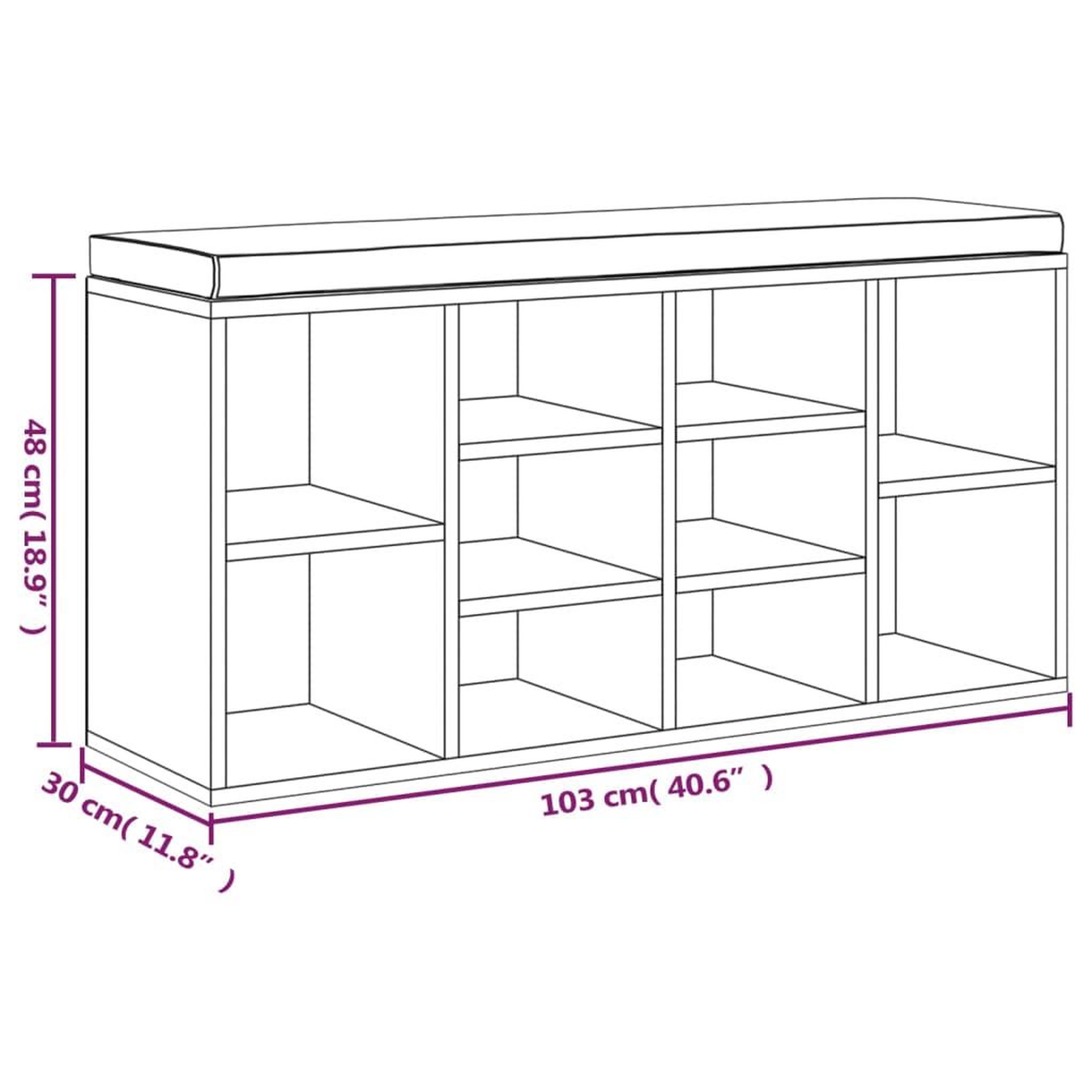 Voir la diapositive 6 : VIDAXL Banc a chaussures Sonoma gris 103x30x48 cm Bois d'ingenierie