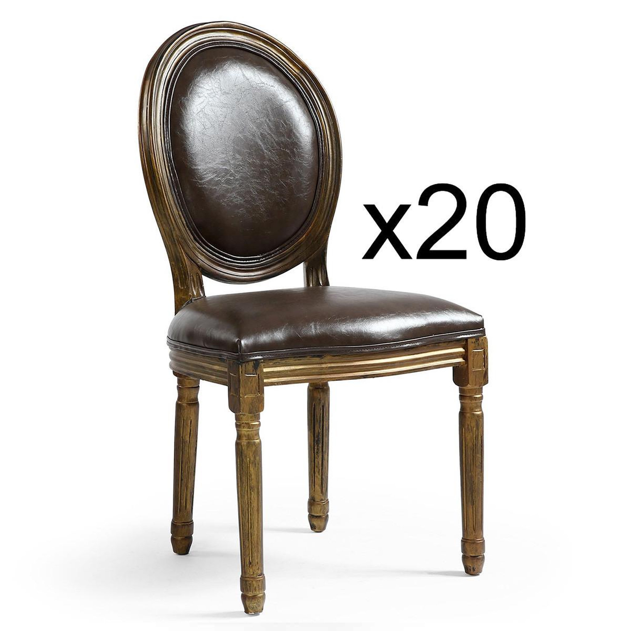 Voir la diapositive 2 : Paris Prix Lot de 20 chaises médaillon  versailles  96cm marron & or