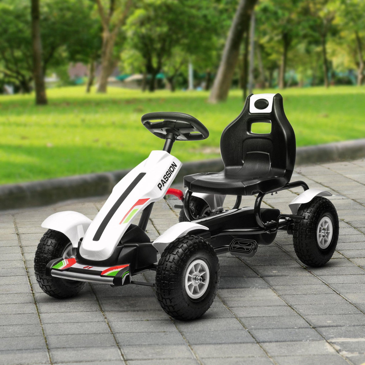 HOMCOM Kart à pédales enfant Go kart Formule 1 Racing passione italia pneus gonflables caoutchouc
