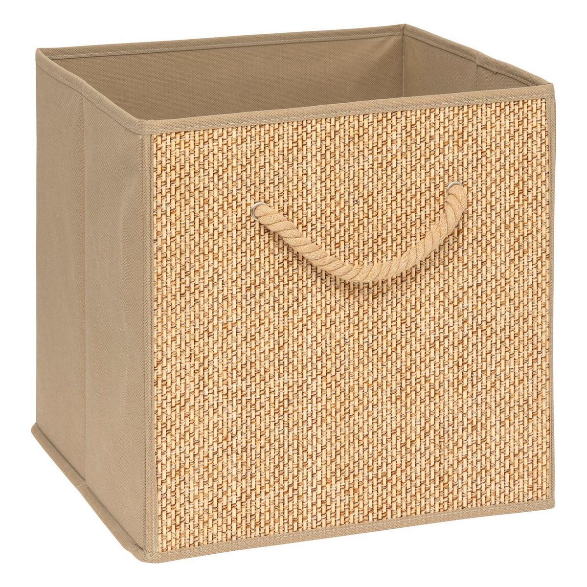 FIVE Boîte de rangement effet rotin STEMY - L. 31 x l. 31 x H. 31 cm - Beige