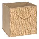FIVE Boîte de rangement effet rotin STEMY - L. 31 x l. 31 x H. 31 cm - Beige