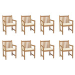 VIDAXL Chaises de jardin lot de 8 avec coussins creme Bois teck massif