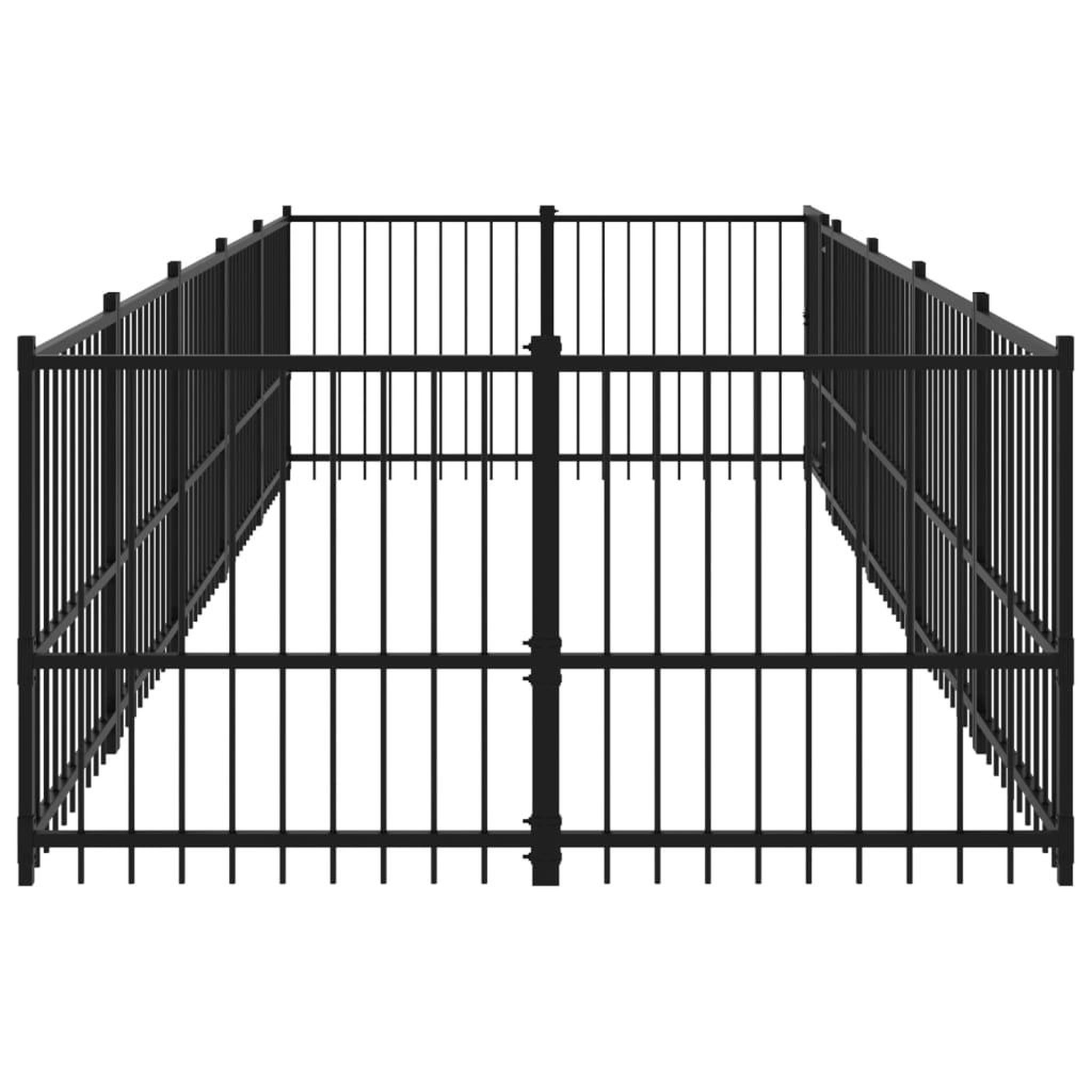 Voir la diapositive 4 : VIDAXL Chenil d'exterieur pour chiens Acier 9,38 m²
