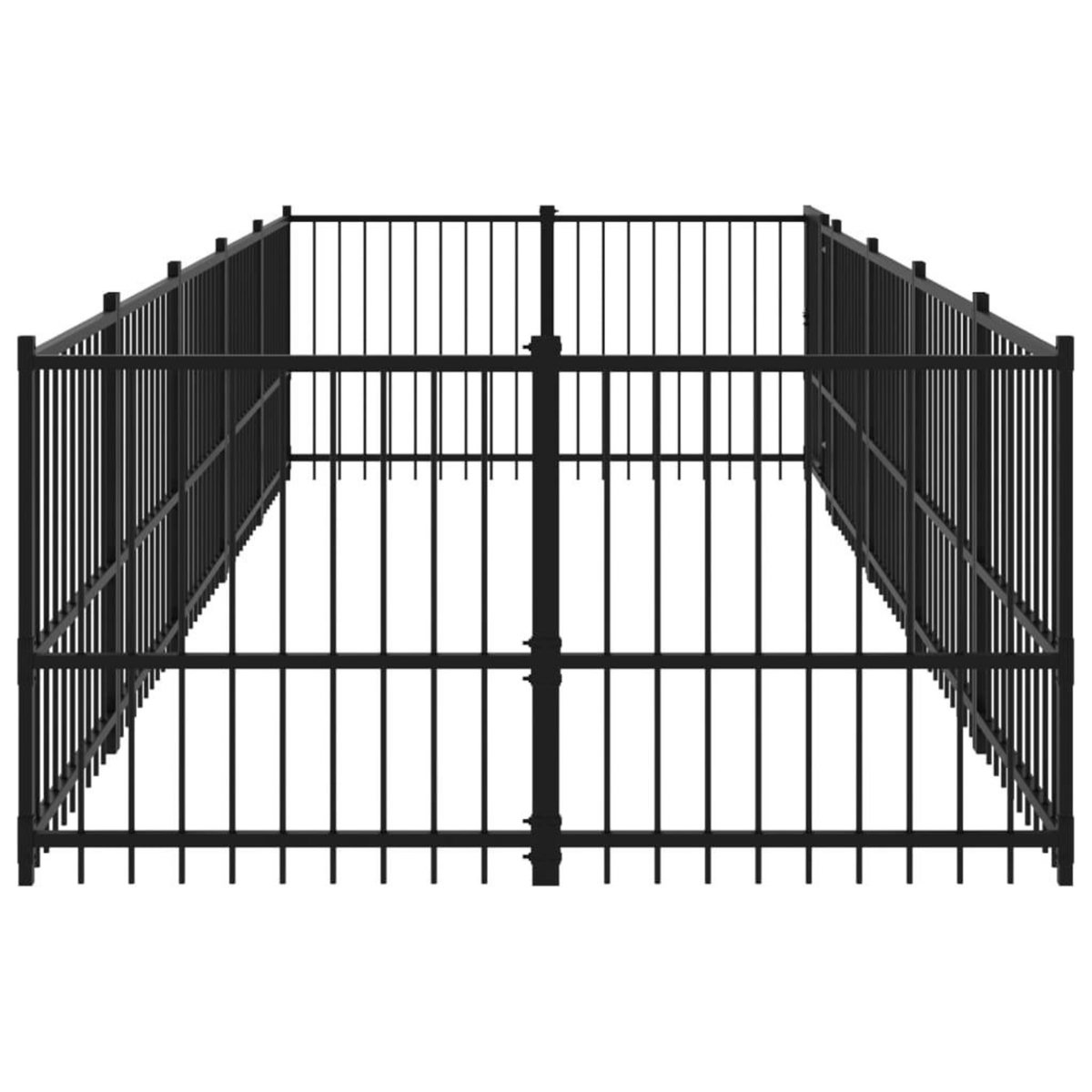 VIDAXL Chenil d'exterieur pour chiens Acier 9,38 m²