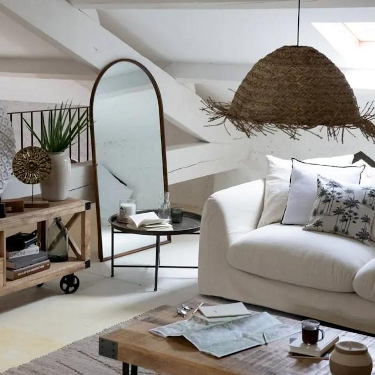 ATMOSPHERA Housse de Coussin  Palm  40x40cm Noir & Blanc