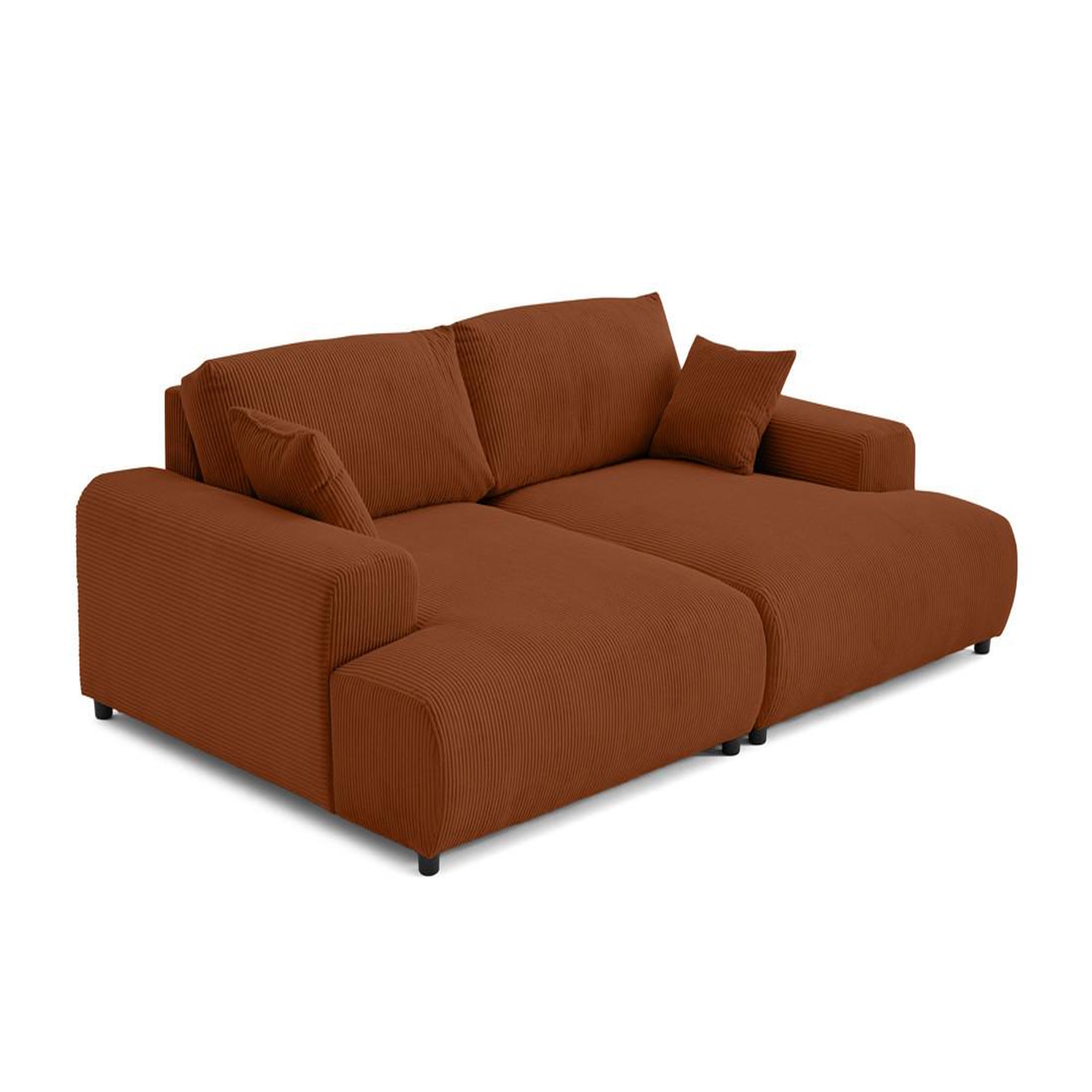 Voir la diapositive 3 : LISA DESIGN Garance - canapé droit 4 places double méridienne - assise profonde - en velours côtelé
