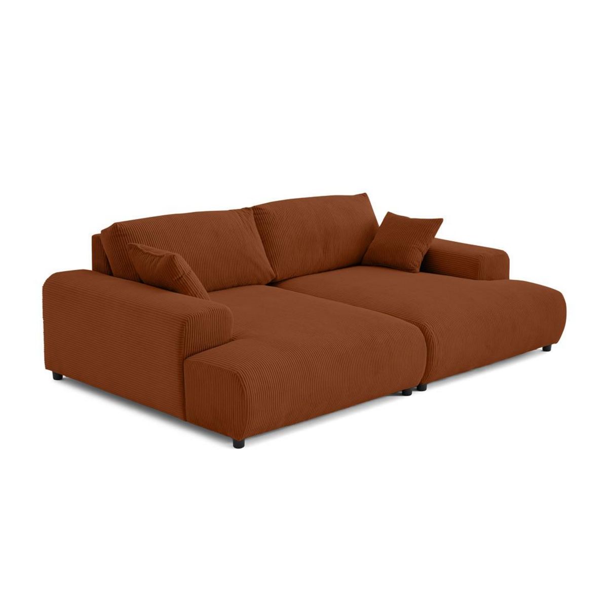 LISA DESIGN Garance - canapé droit 4 places double méridienne - assise profonde - en velours côtelé