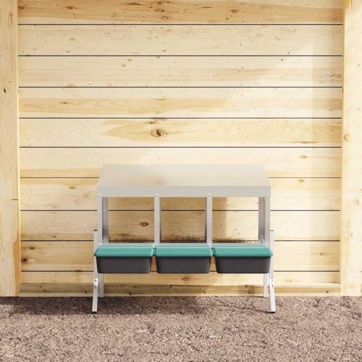 VIDAXL Nichoir à poules3 compartiments avec pieds en acier galvanisé