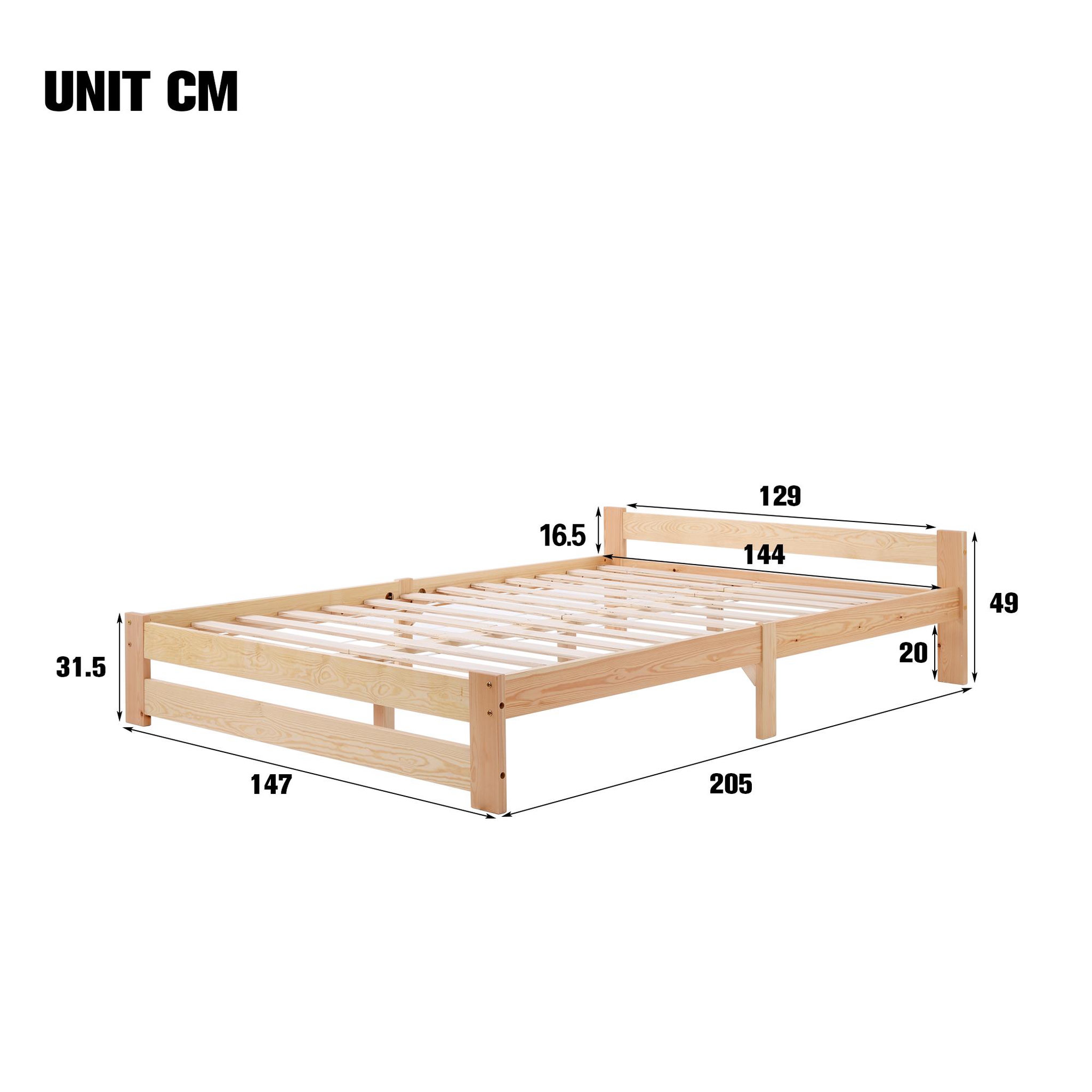 Voir la diapositive 3 : MERAX Lit 2 places 140x200cm bois coloris naturel