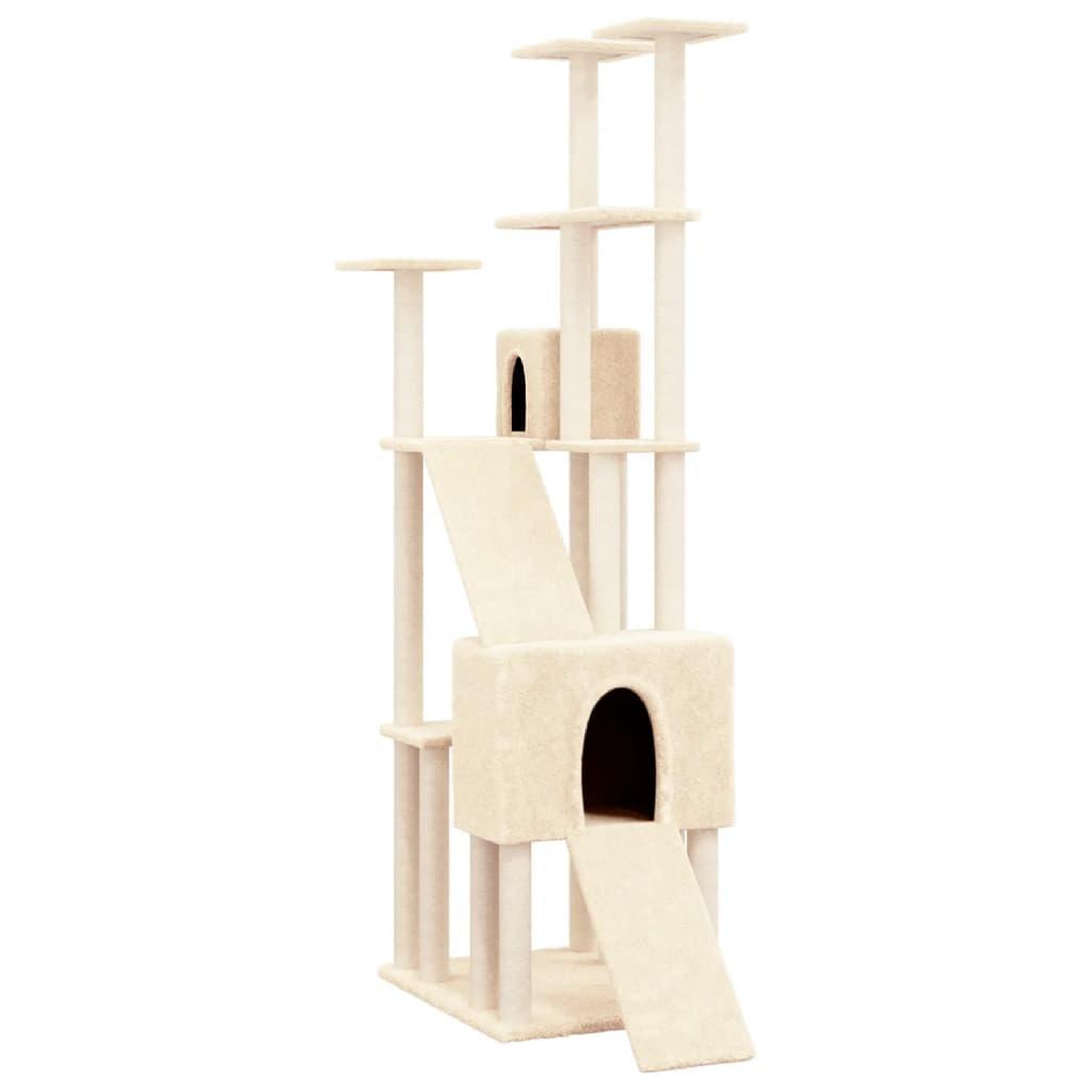 Voir la diapositive 2 : VIDAXL Arbre a chat avec griffoirs en sisal Creme 190 cm