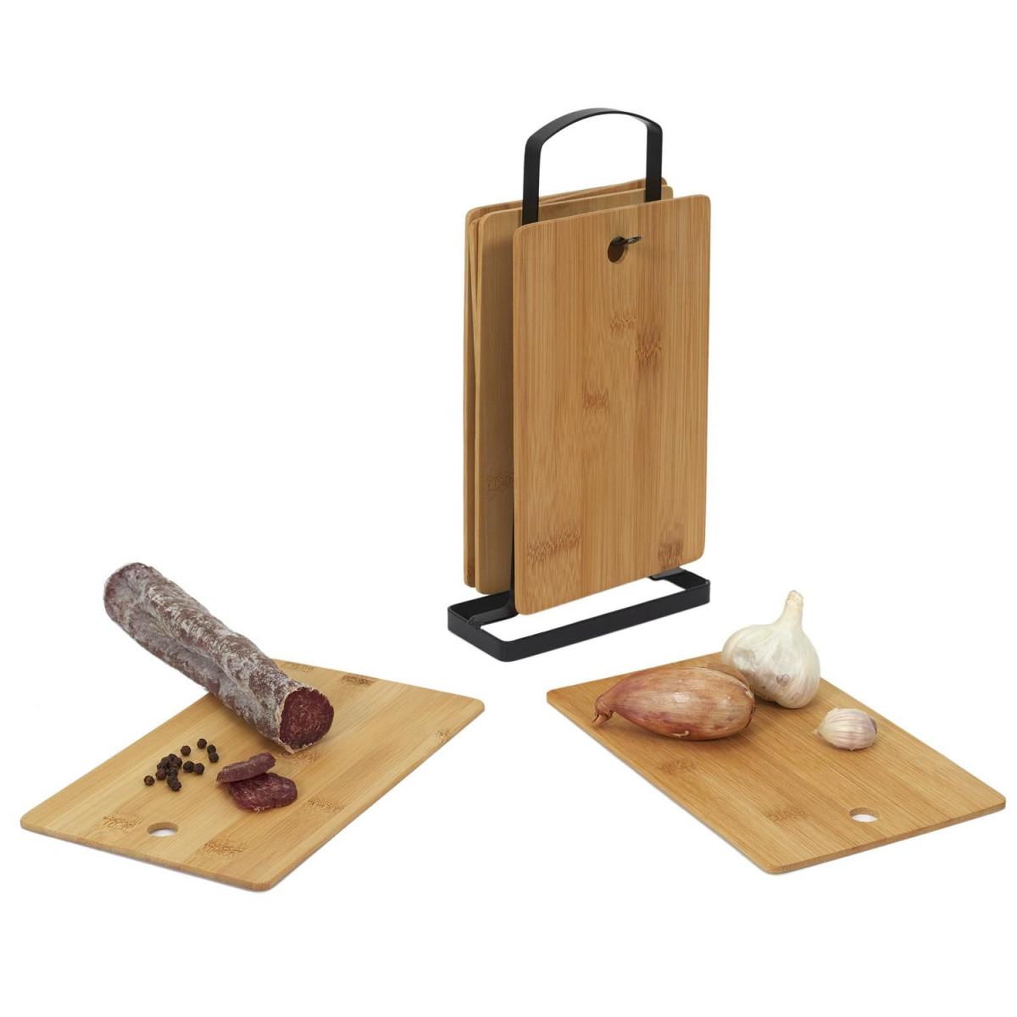 Voir la diapositive 5 : COOK CONCEPT Lot de 6 Planches à Découper  Socle  29cm Naturel