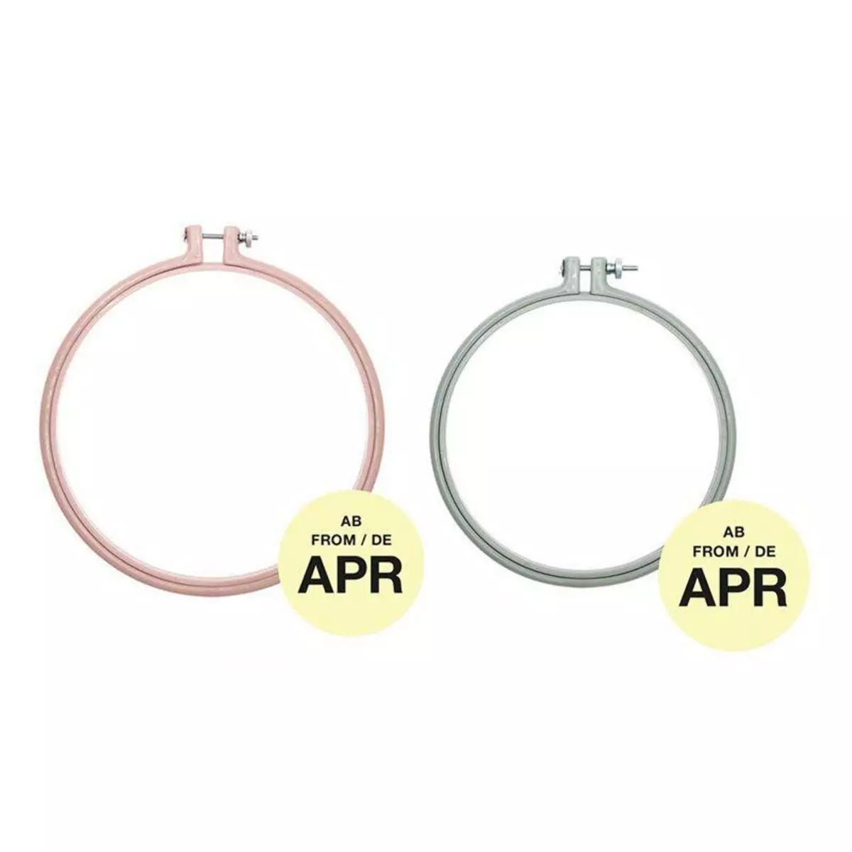 RICO DESIGN 2 anneaux de broderie - rose poudré 17,8 cm + menthe 15,2 cm