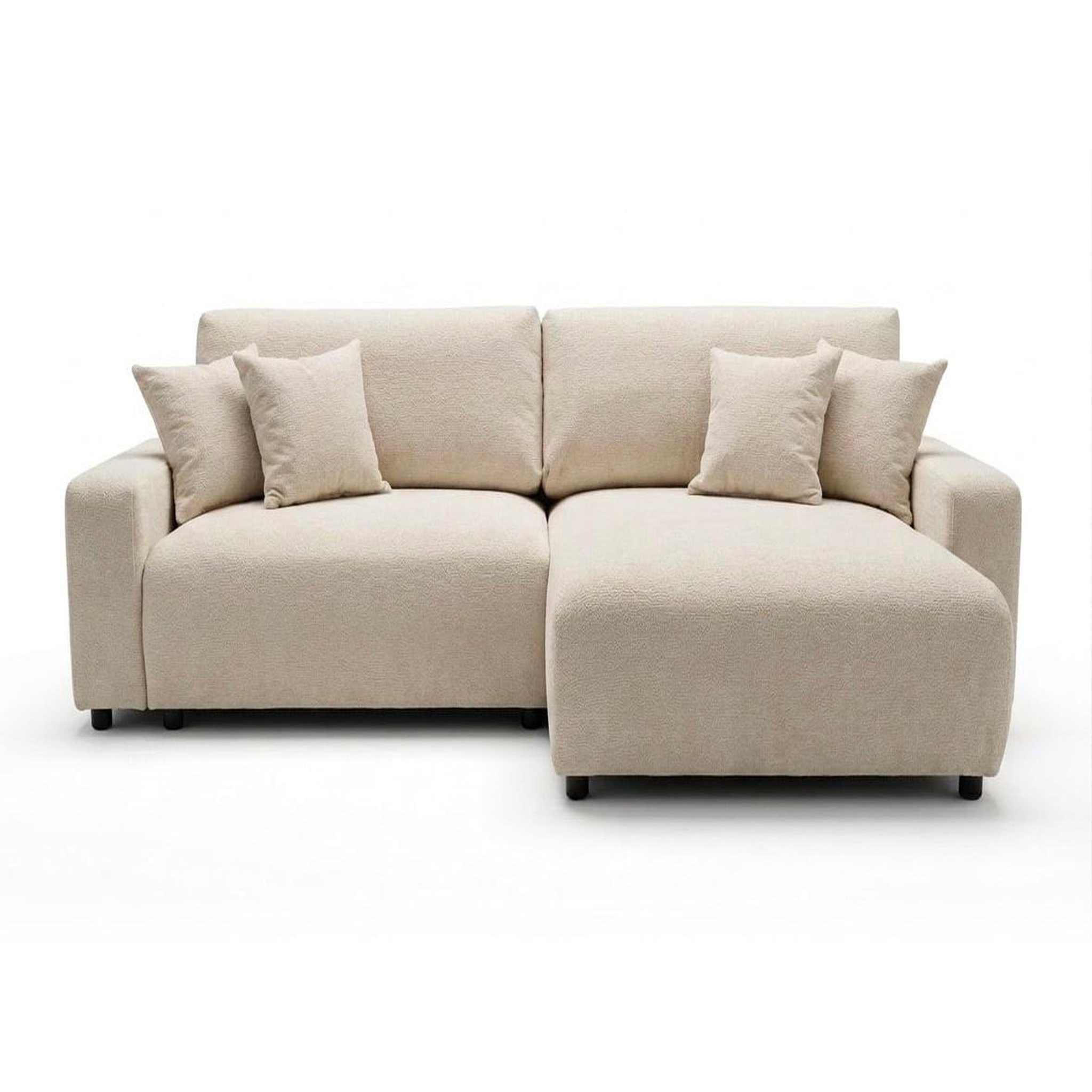 Voir la diapositive 1 : BEST MOBILIER Mini pivoine - canapé d'angle réversible 4 places convertible avec coffre en velours texturé