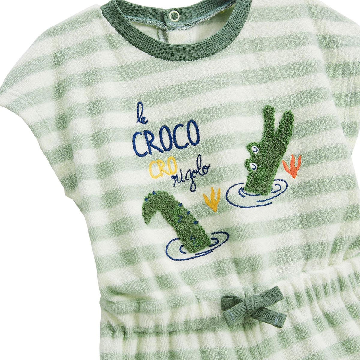 Petit Béguin Combishort bébé en éponge Crocro rigolo