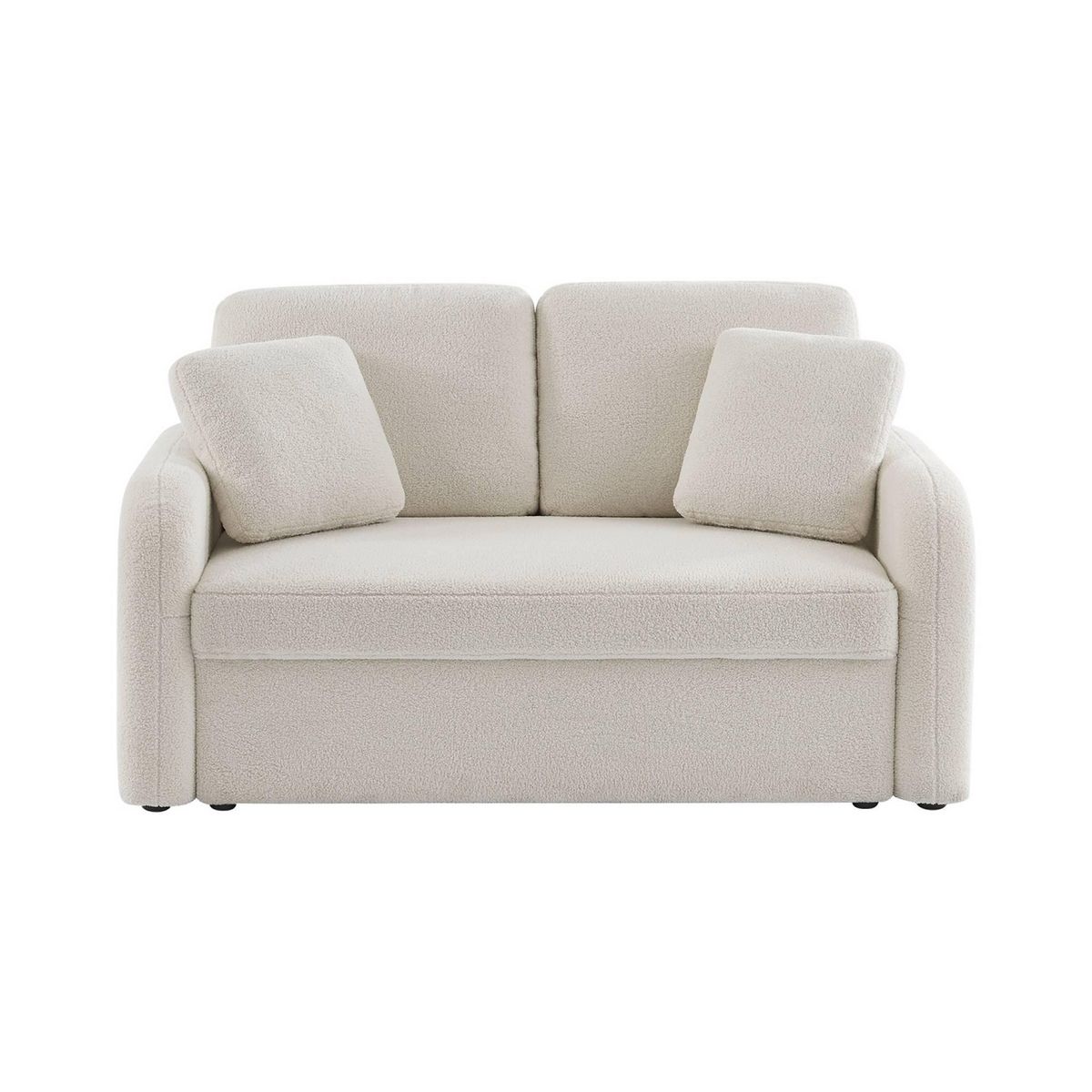 SWEEEK Canapé 2 places cosy rond. tissu bouclettes blanches. Milano. L 150 x P 85 x H 85cm