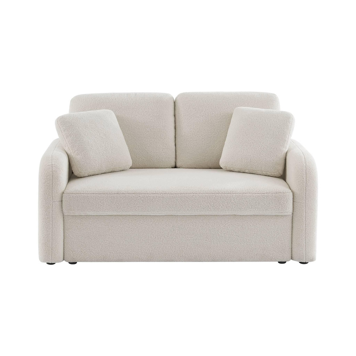 SWEEEK Canapé 2 places cosy rond. tissu bouclettes blanches. Milano. L 150 x P 85 x H 85cm