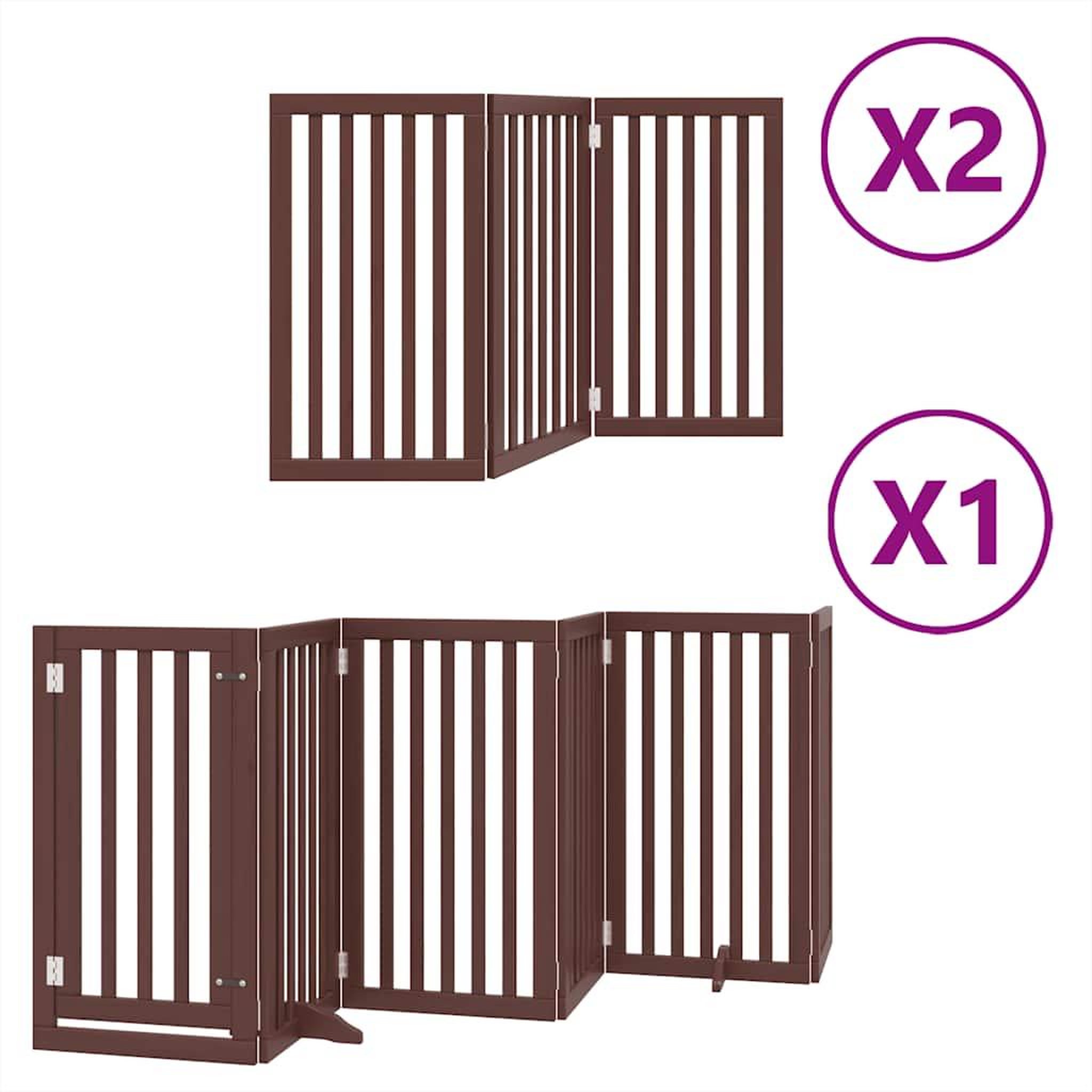 Voir la diapositive 2 : VIDAXL Barriere pour chien porte pliable 12 panneaux bois de peuplier