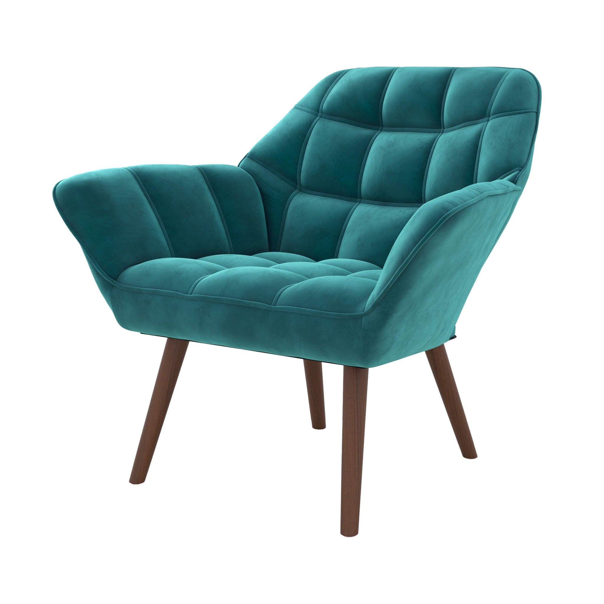 MAISON PAVANE Fauteuil en velours bleu canard-simba