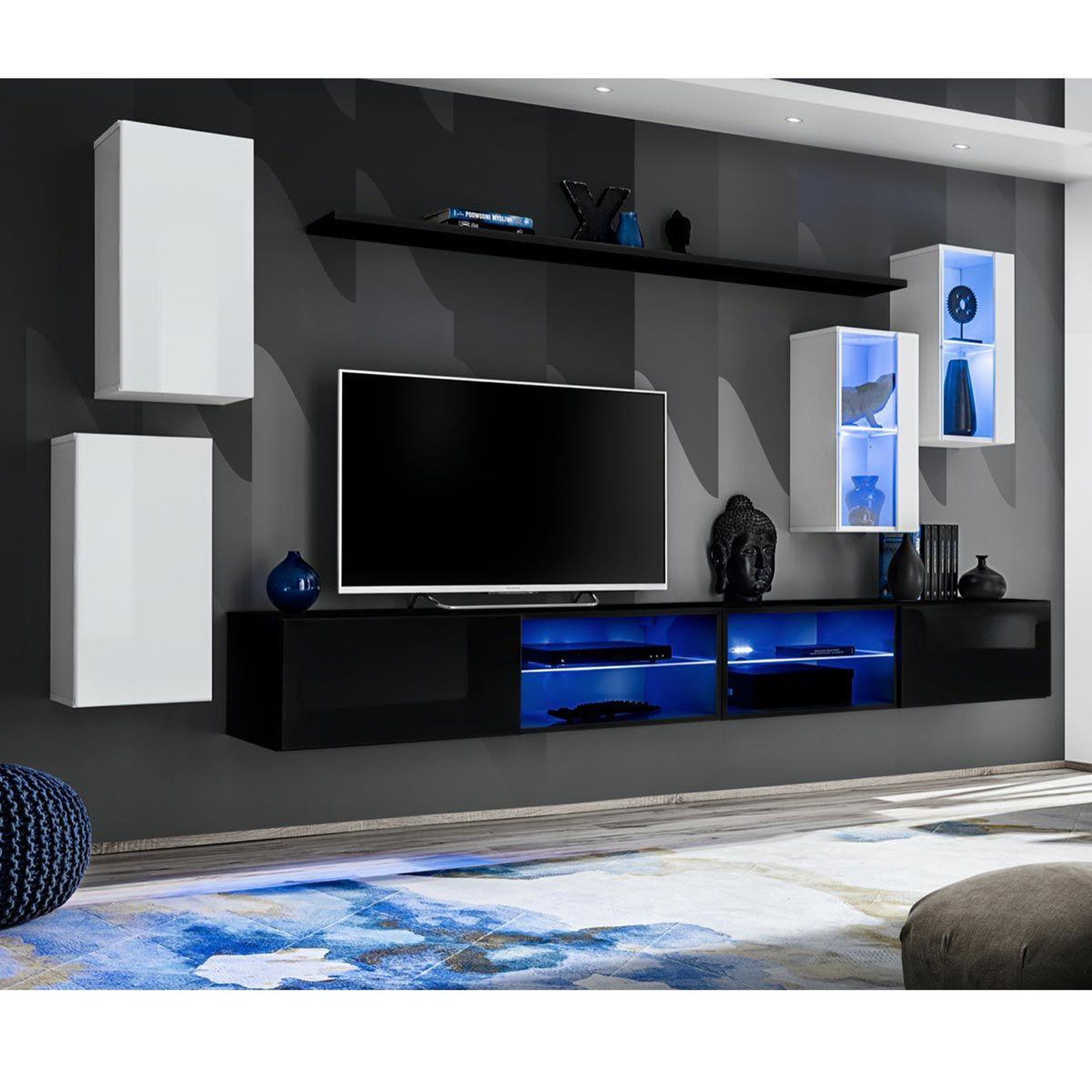 Paris Prix Ensemble meuble tv design  switch xxv  280cm blanc & noir