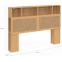 Voir la diapositive 4 : ID MARKET Tête de lit EDHEN 145 cm avec rangements fermés et niches cannage et bois