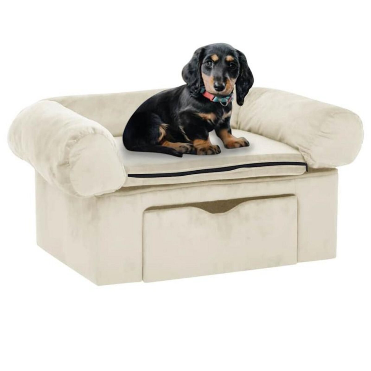 VIDAXL Canapé pour chien avec tiroir Crème 75x50x38 cm Peluche