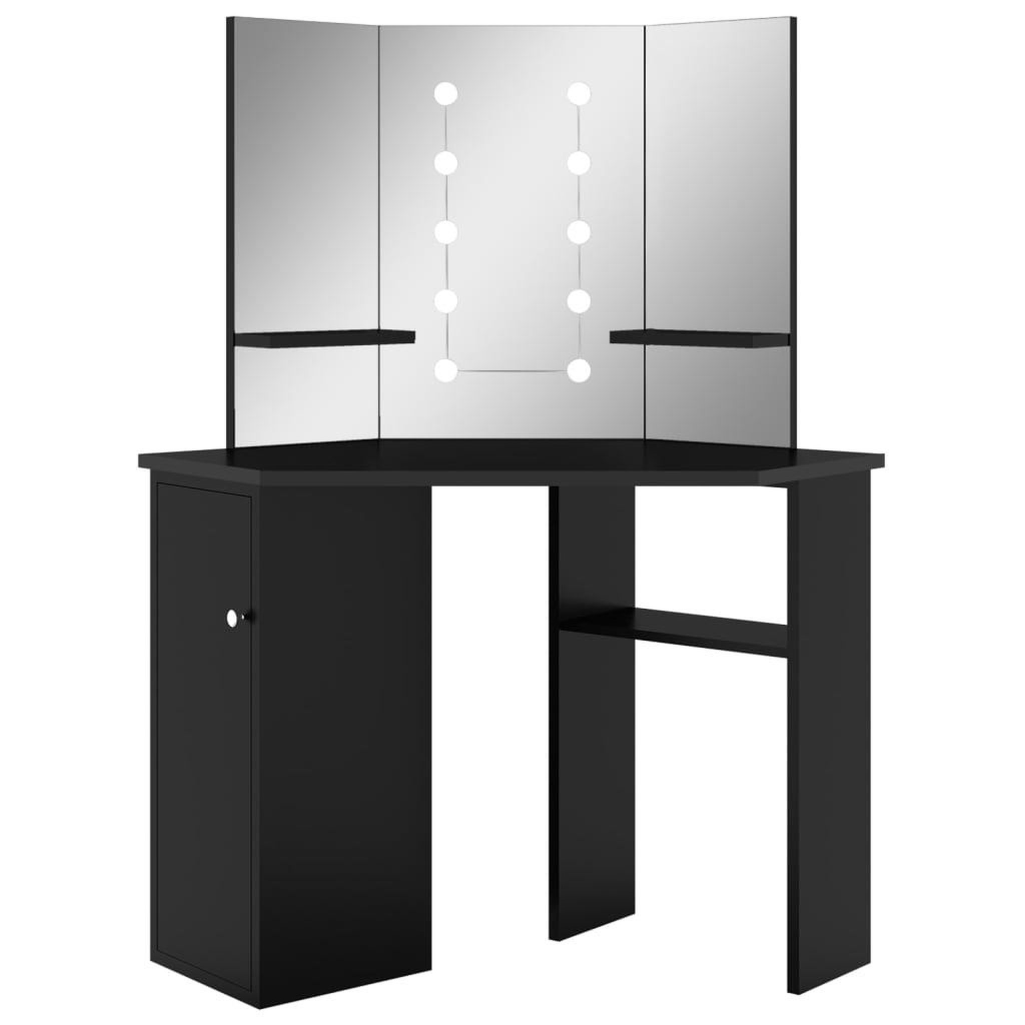 Voir la diapositive 2 : VIDAXL Coiffeuse d'angle avec LED Noir 111x54x141,5 cm