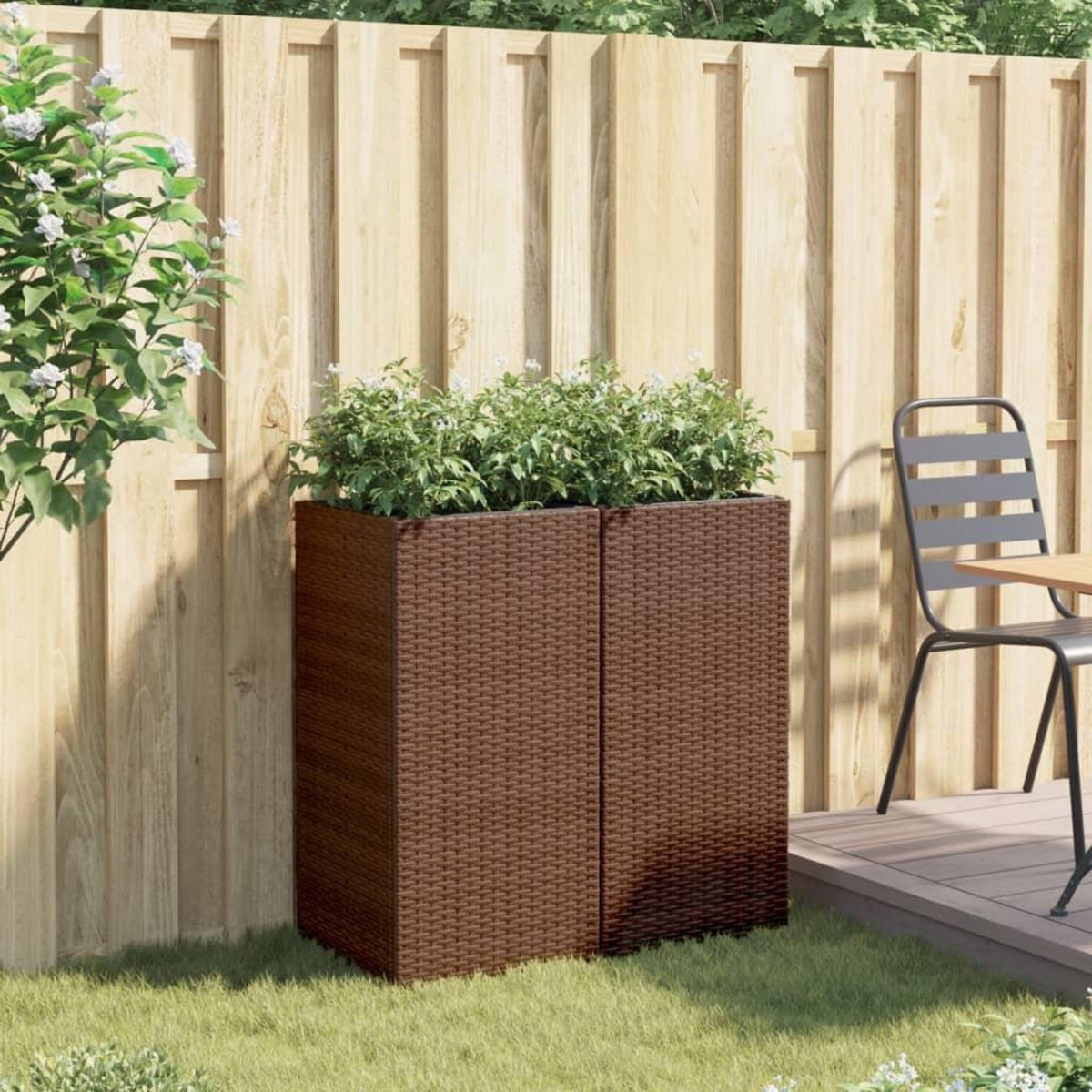 VIDAXL Jardinieres 2 pcs marron 40x40x80 cm resine tressee