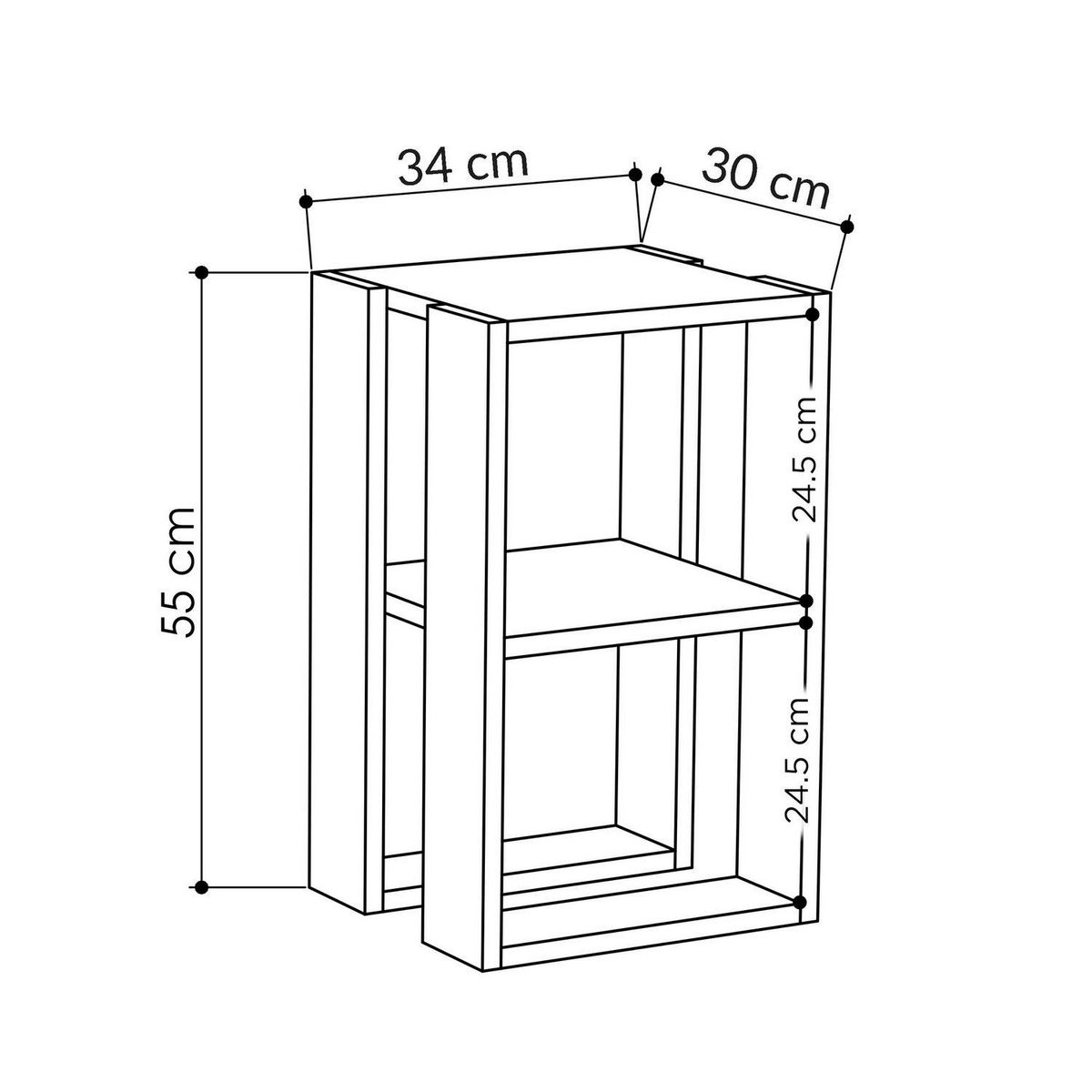 TOILINUX Table de nuit ajourée en bois - Blanc