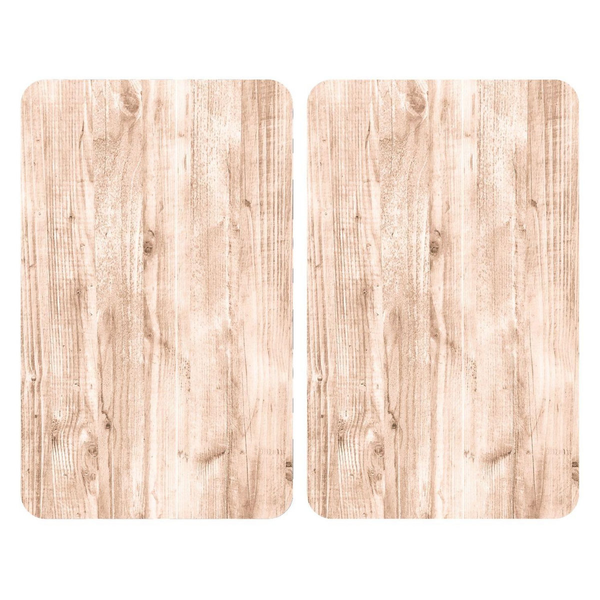 Wenko 2 Couvre-plaques universel design Naturel - 30 x 52 cm - Effet bois