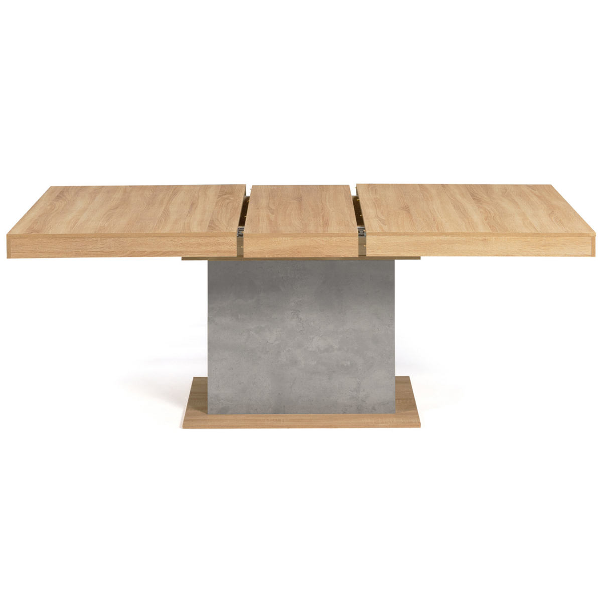 ID MARKET Table à manger extensible rectangle EDEN 6-10 personnes bois et effet béton 160-200 cm