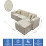 Voir la diapositive 3 : Habitat et Jardin Canapé droit modulable avec ottoman en tissu texturé  Lusso  - 4 places - Beige