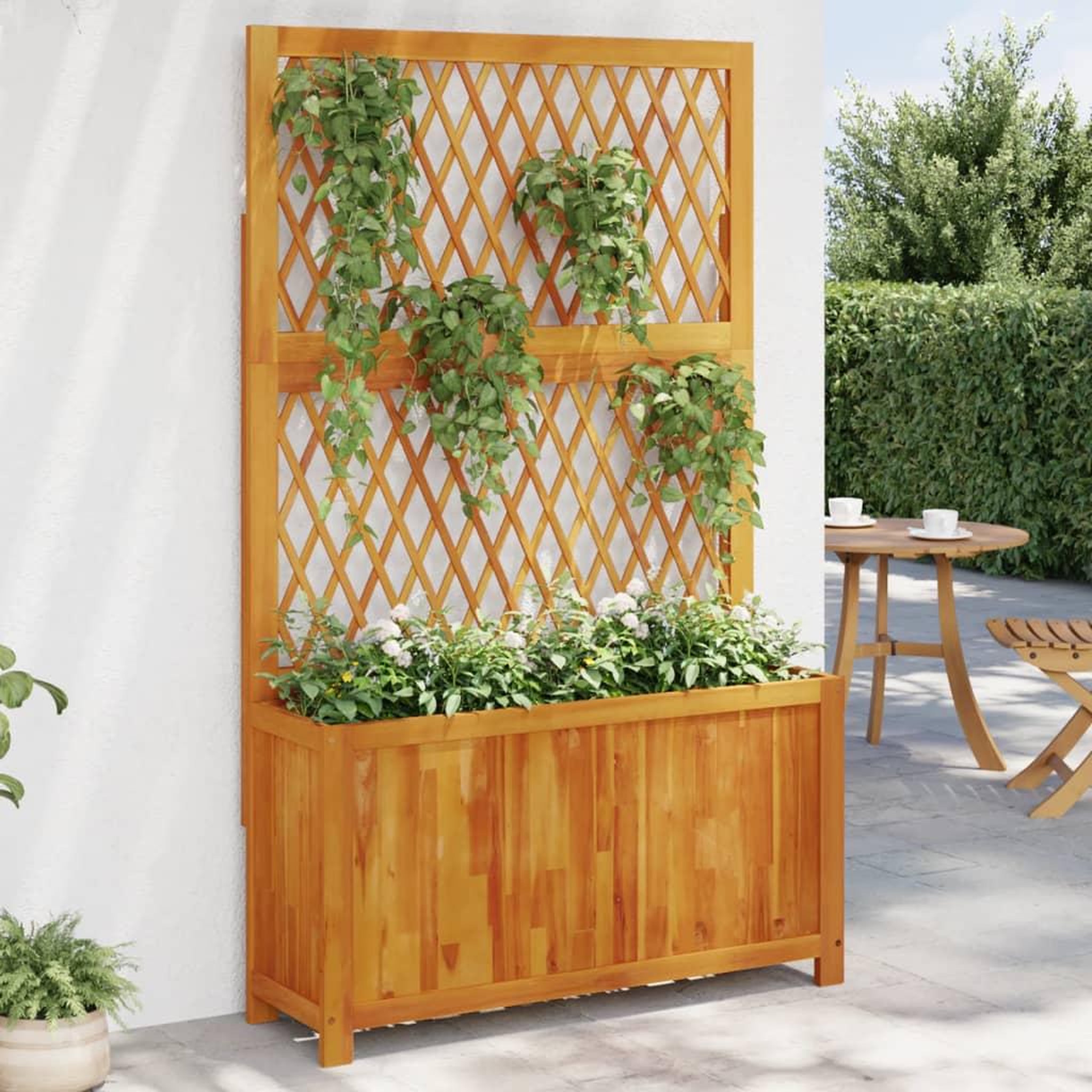 VIDAXL Jardiniere avec treillis 100x32x165 cm bois massif d'acacia