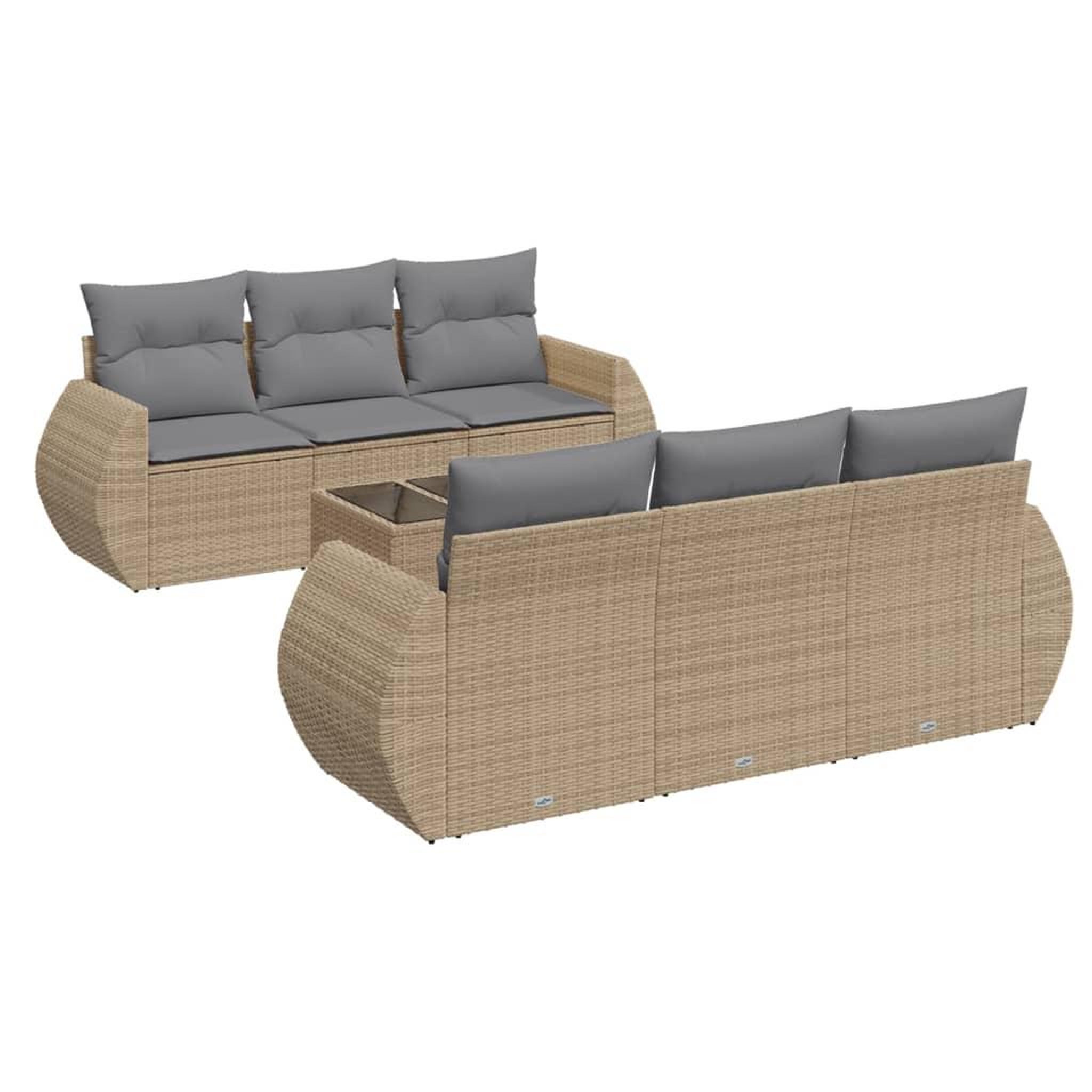 Voir la diapositive 2 : VIDAXL Salon de jardin avec coussins 7 pcs beige resine tressee