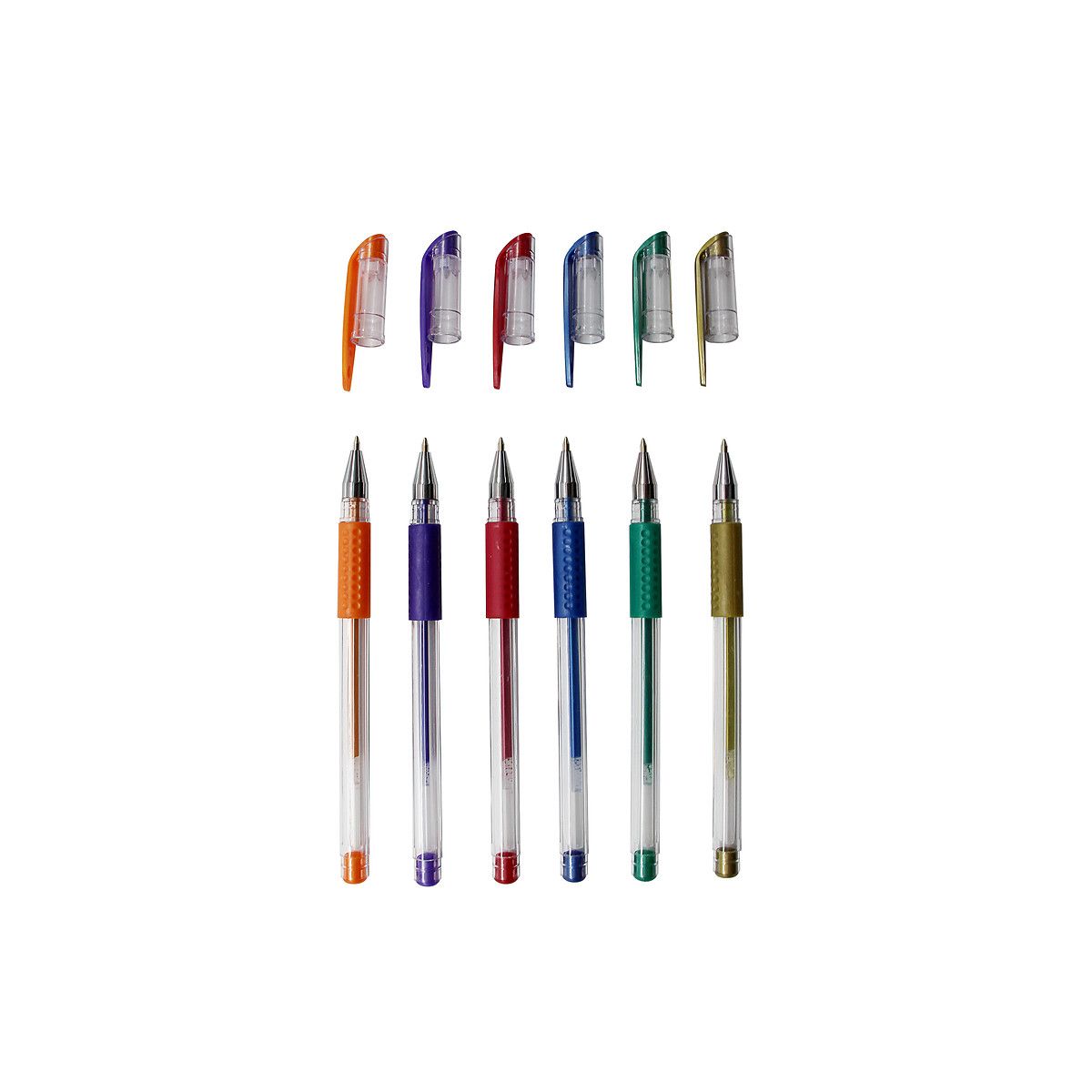 AUCHAN Lot de 6 stylos gel métalliques coloris assortis