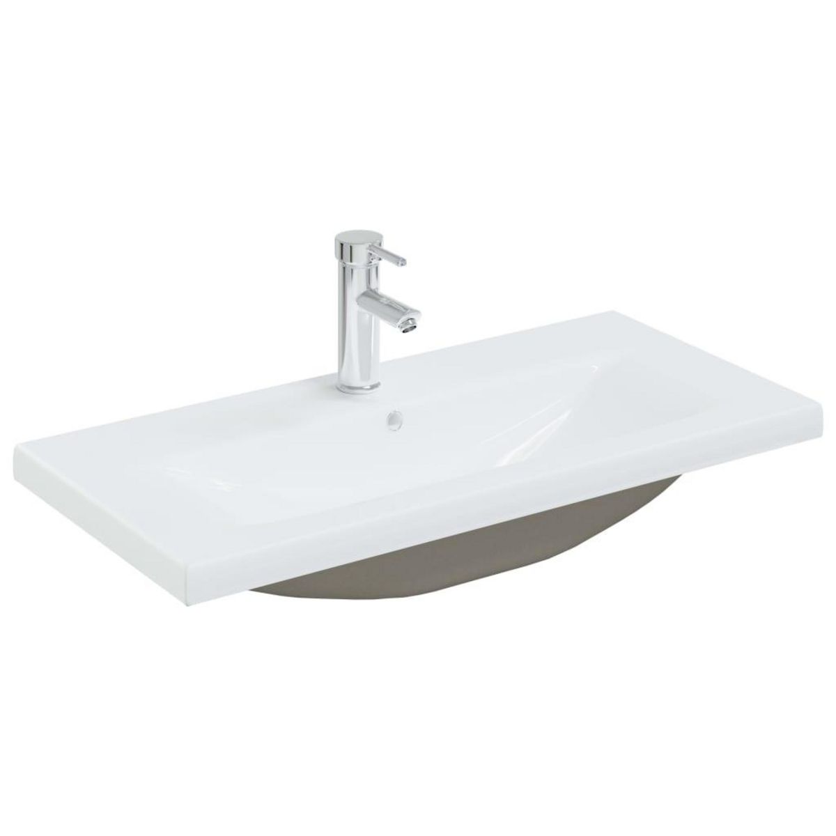 VIDAXL Lavabo encastre avec robinet 81x39x18 cm ceramique blanc