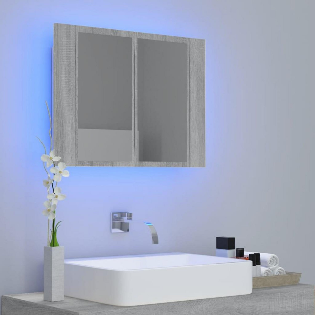 VIDAXL Armoire a miroir LED Sonoma gris 60x12x45 cm Bois d'ingenierie