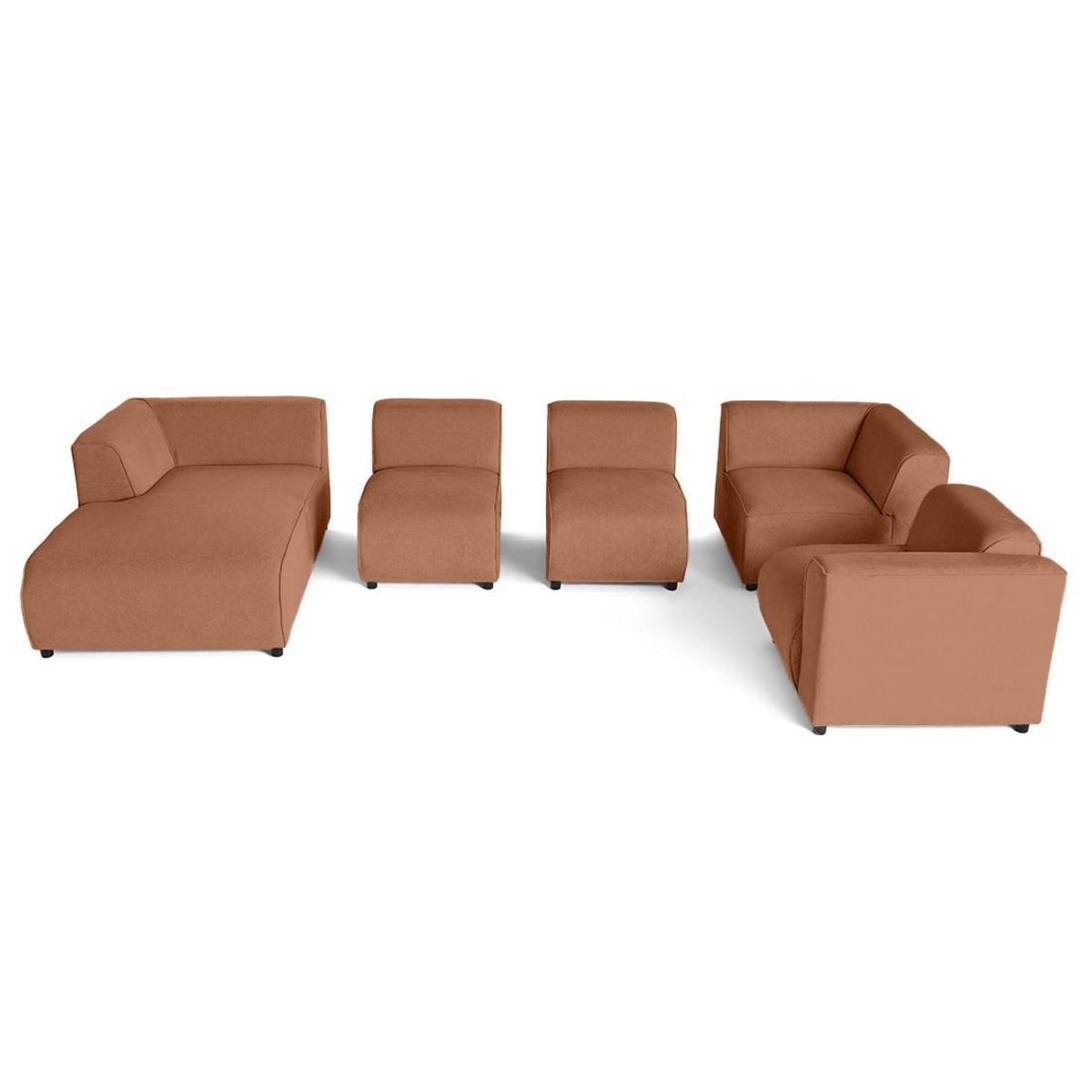 LISA DESIGN Suaro - canapé modulable panoramique d'angle droit 7 places en tissu texturé