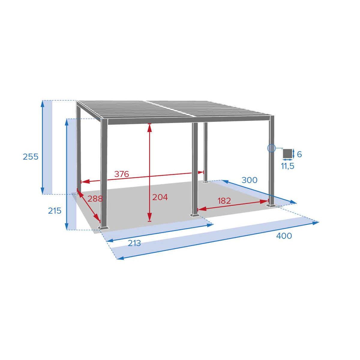 HESPERIDE Pergola bioclimatique Avila 4 x 3 m graphite en aluminium - Hespéride