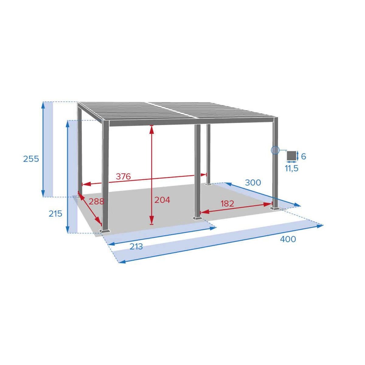 HESPERIDE Pergola bioclimatique Avila 4 x 3 m graphite en aluminium - Hespéride