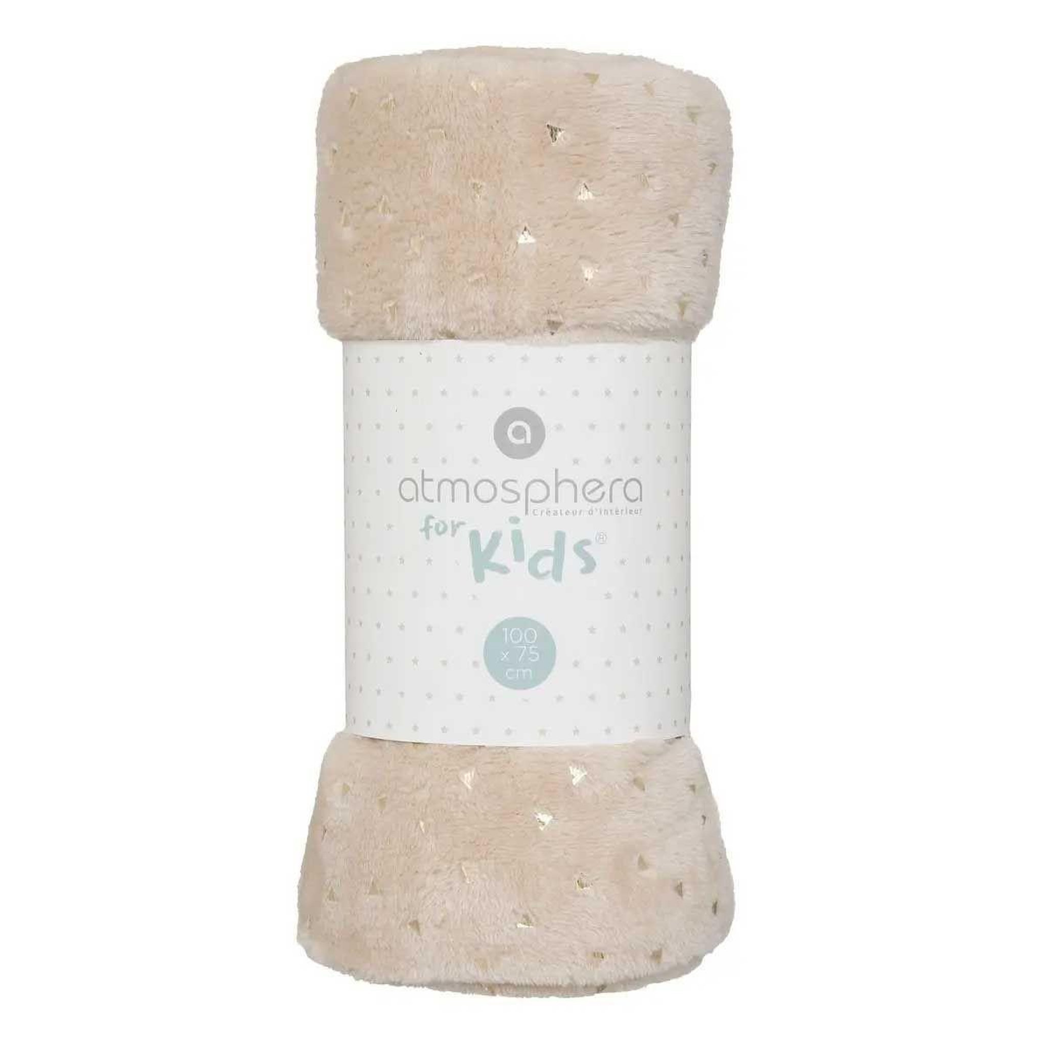Voir la diapositive 3 : Atmosphera Kids Plaid flanelle enfant  berlingot  75x100cm beige