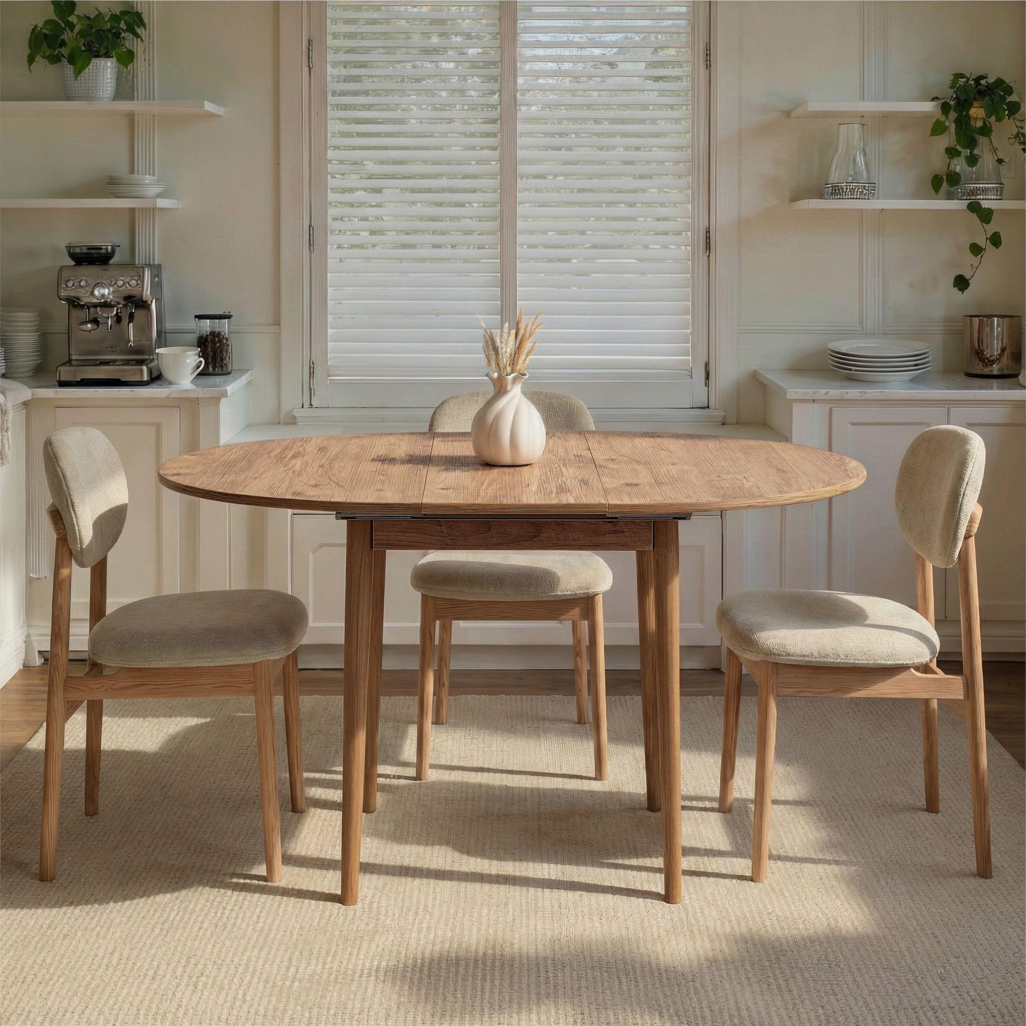 Voir la diapositive 3 : Habitat et Jardin Table à manger extensible en bois  viona  100 x 100 x 75 cm - pin atlantique