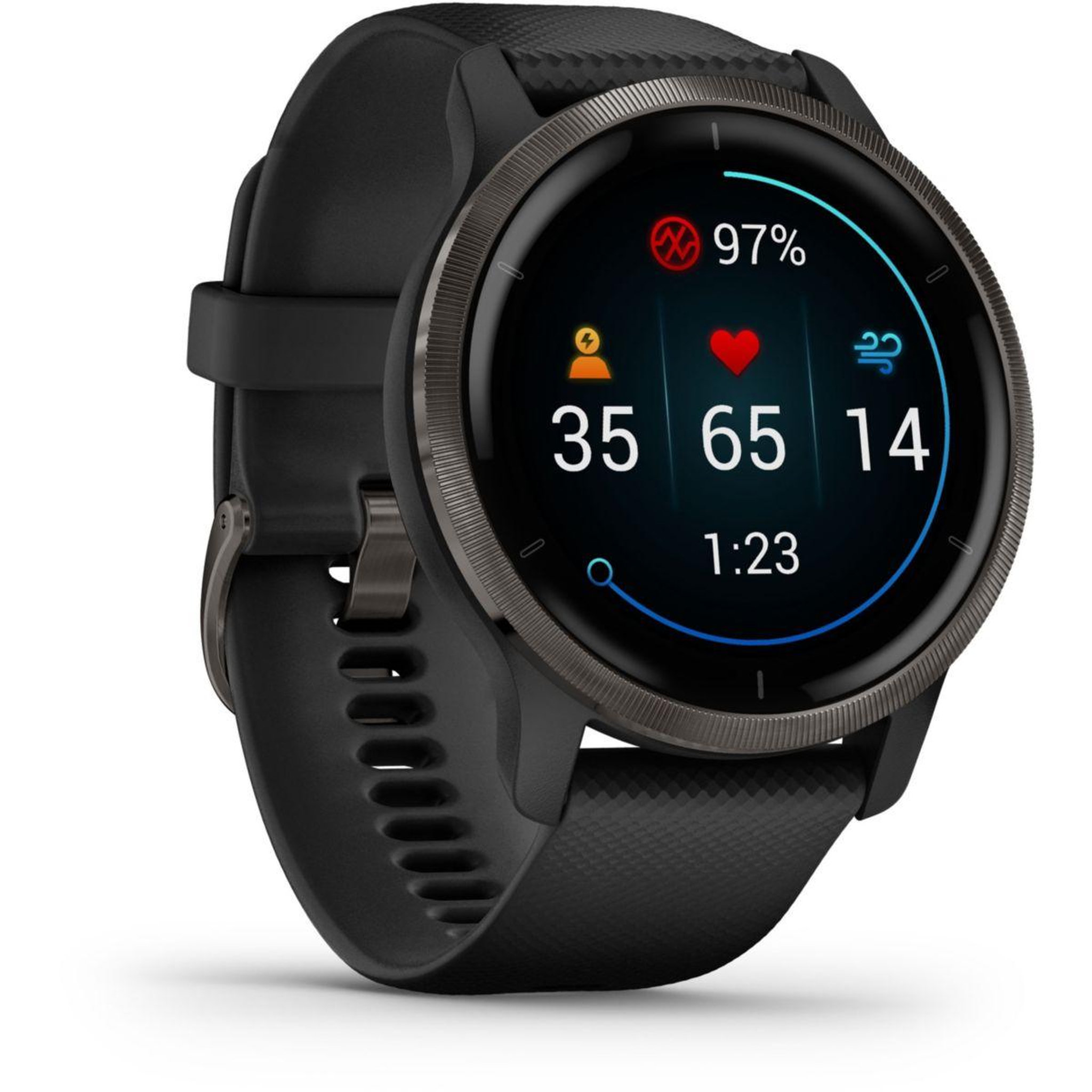 Voir la diapositive 3 : GARMIN Montre sport Venu 2 Grey avec bracelet noir
