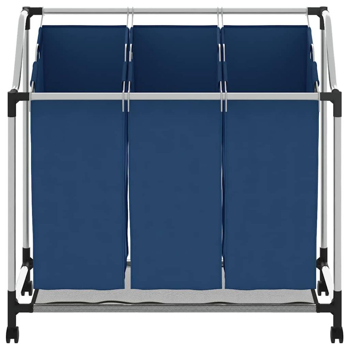 VIDAXL Trieuse a linge avec 3 sacs Bleu Acier