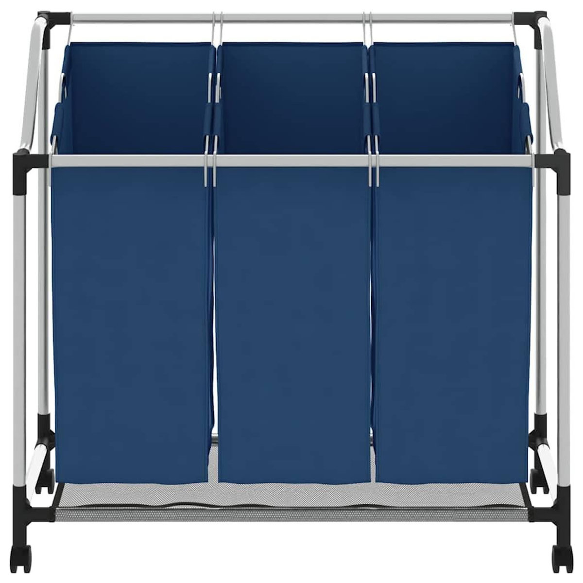 VIDAXL Trieuse a linge avec 3 sacs Bleu Acier